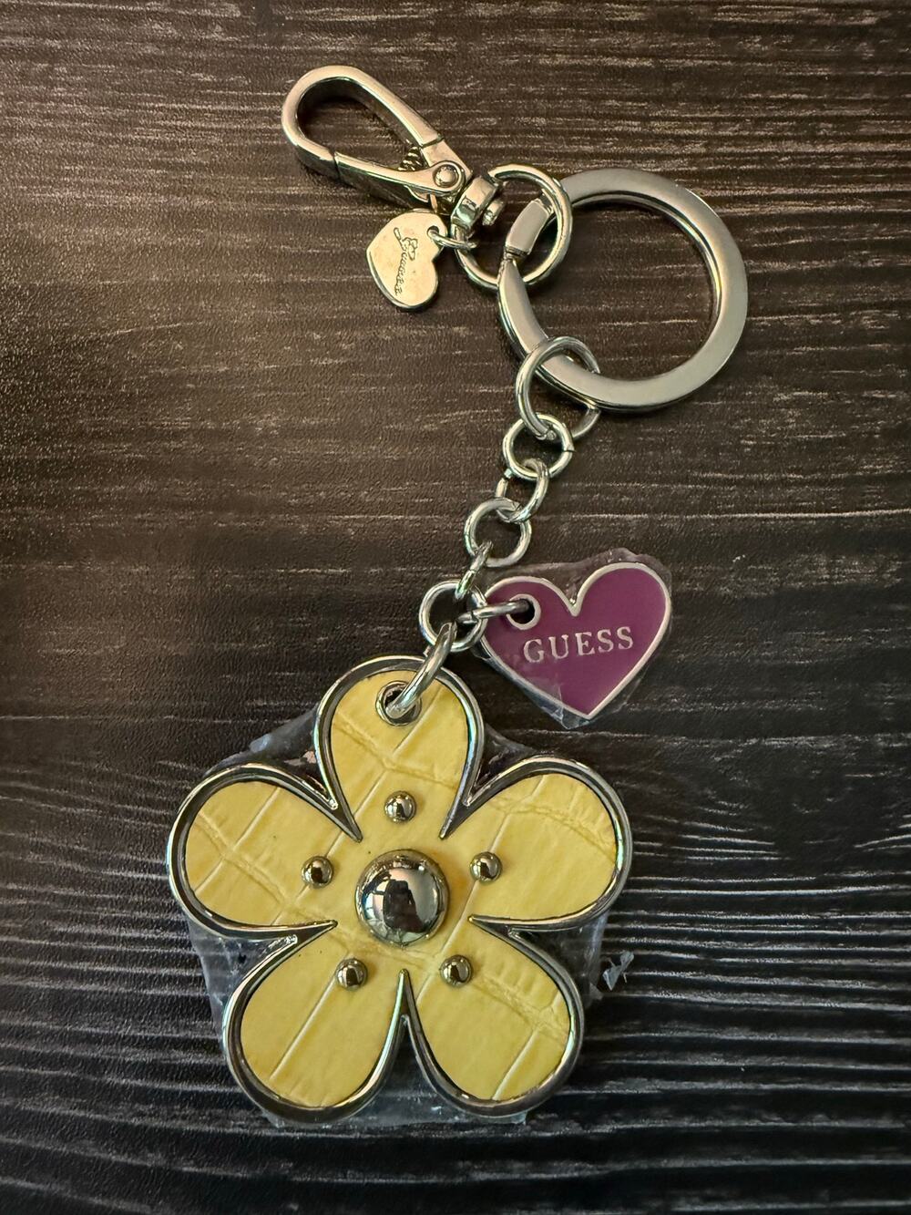 NWOT Vintage Guess Yellow Floral Keychain and Bag Charm